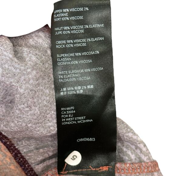 Anthropologie Size M Colima Tiered Snake Print Maxi Dress Purple Rust Hippy Boho - Picture 9 of 9